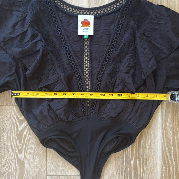 Farm Rio Black Eyelet Ruffle Bodysuit S - Picture 8 of 12